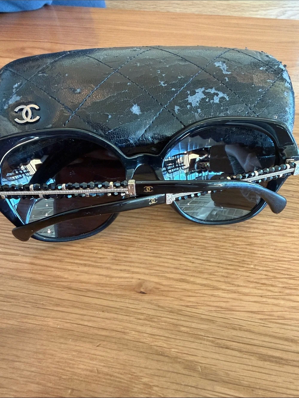 CHANEL Black Oversized Butterfly Sunglasses with Brown Lenses